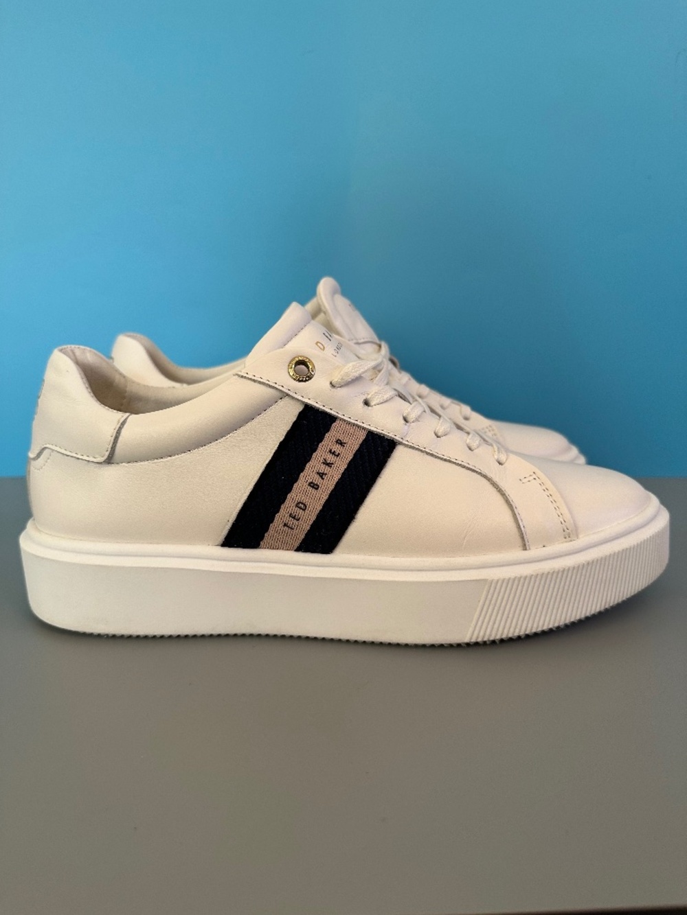 Ted Baker Women's Sneakers Lornie Platform Webbing Trainer US 8.5 Sporty Retro